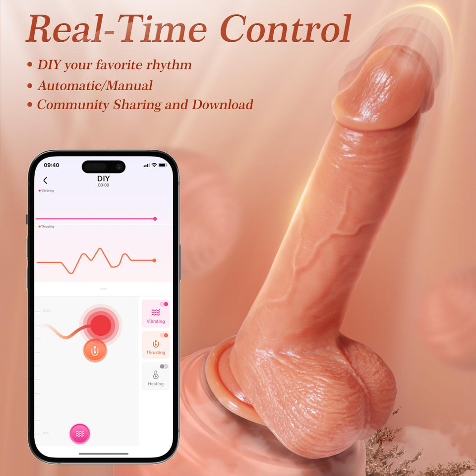 Thrusting Dildo Realistic Vibrating Dildo - Silicone Vibrator Fake Penis G-Spot Stimulator 8 Inch Suction Cup Dildo Anal Adult S