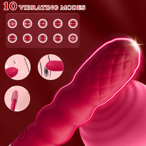 Sex Whip with G Spot Vibrators - BDSM Leather Sex Whips Female Sex Toys Dildo Vibrator with 10 Vibrating Pattern, Couples Adult