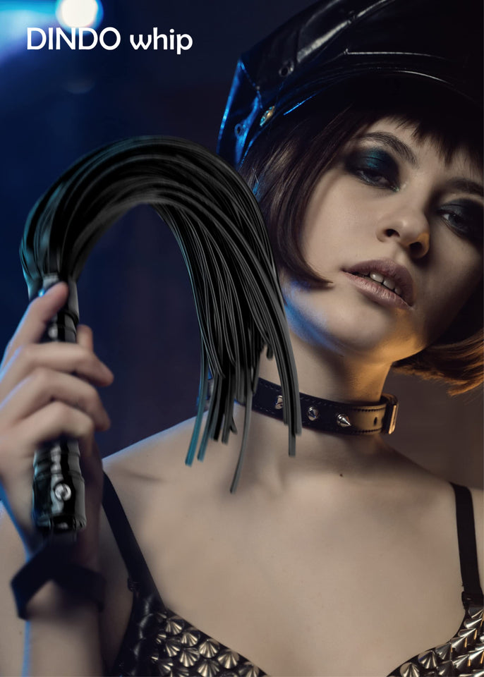 DINDO Sex Whip for Adult Couples Games, Belted Black Leather BDSM Whip for Spanking, Kinky Sex Toy Floggers Adult Play 28''