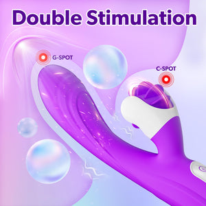 2in1 G Spot Vibrator Sex Toys for Women and Couple, Thrusting Body-Safe Silicone Vibrator Rabbit with 9 Rotating & 9 Vibrating M