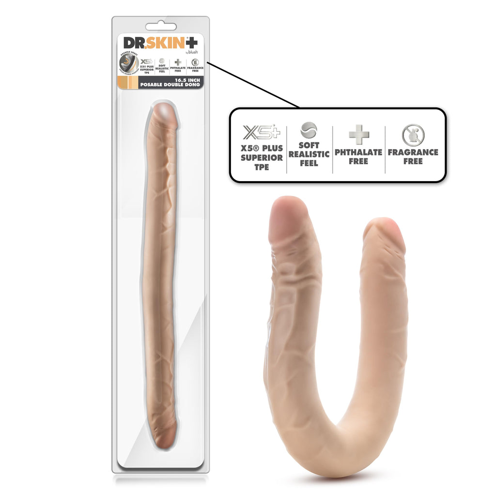Dr Skin Plus - 16.5 Posable Double Dong - Beige ''