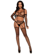 3 Pc Net Crop Top, Garter Stoc