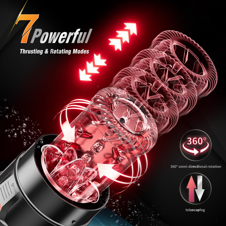 Mrgras Male Masturbator Penis Pump - Male Sex Toys for Men with Upgrade 12 S Vacuum Pump & 7 Thrusting Rotating Vibrating Suckin