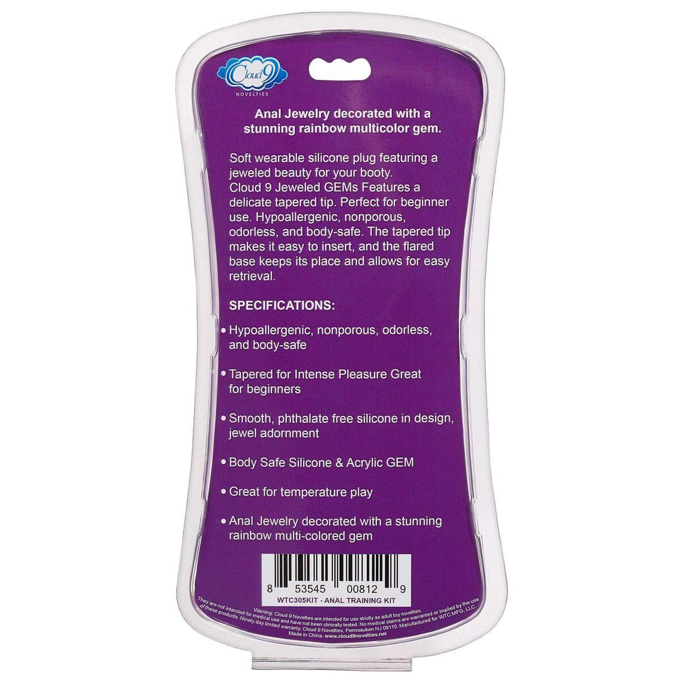 Cloud 9 Novelties Gems Silicone Anal Plug - Includes Small, Med & Large Size