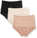Warners Womens Blissful Benefits Breathable Moisture-Wicking Microfiber Brief RS4963W, Toasted Almond/Butterscotch/Black, 3XL