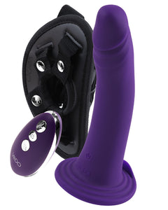 Vedo Diki Vibrating Dildo W/ Harness Deep Purple
