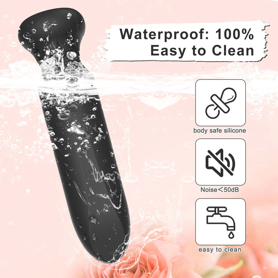 BAGGEST Black Silicone Bullet Vibrator for Women - 10 Vibration Modes, Waterproof, Portable G-Spot & Clitoral Toy, Small Size