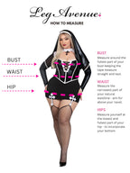 2 PC Holy Hottie, includes boned garter dress with cross accents and nun habit.