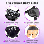 ASNOKNAE Adjustable Strap On Harness, Wearable Strapless Pegging Harness for Couples, Adult Sex Toy with Added Wide Back Strap f