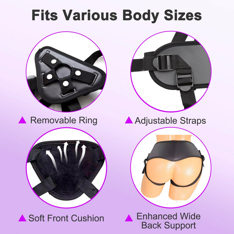 ASNOKNAE Adjustable Strap On Harness, Wearable Strapless Pegging Harness for Couples, Adult Sex Toy with Added Wide Back Strap f