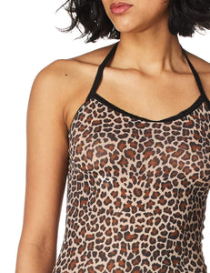 Elegant Moments Leopard Print Slip Mini Dress. - One Size - Leopard