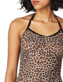 Elegant Moments Leopard Print Slip Mini Dress. - One Size - Leopard