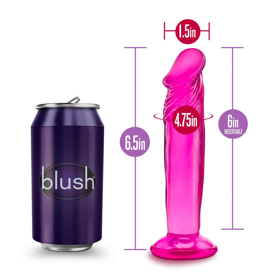 Blush 6.5 Small Dildo - Suction Cup - Strap On Harness Compatible - Dong - Sex Toy For Women - Sex Toy For Adults