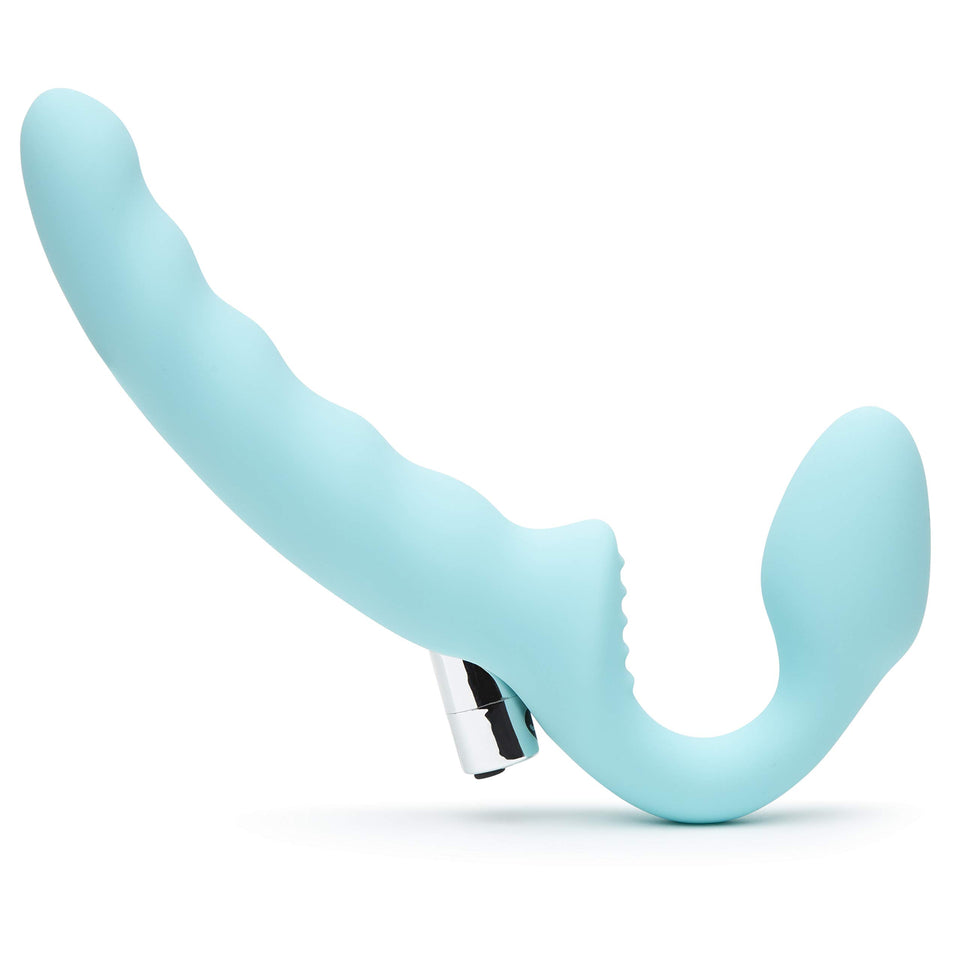 Lovehoney Strapless Strap On Vibrating Dildo - Flexible 7 Inch Dildo for Women - Curved Rippled Shaft for G-Spot Stimulation - R