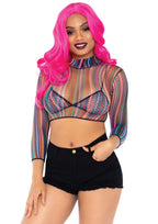 3 Pc Striped Fishnet Bikini To - O/S / Multicolor