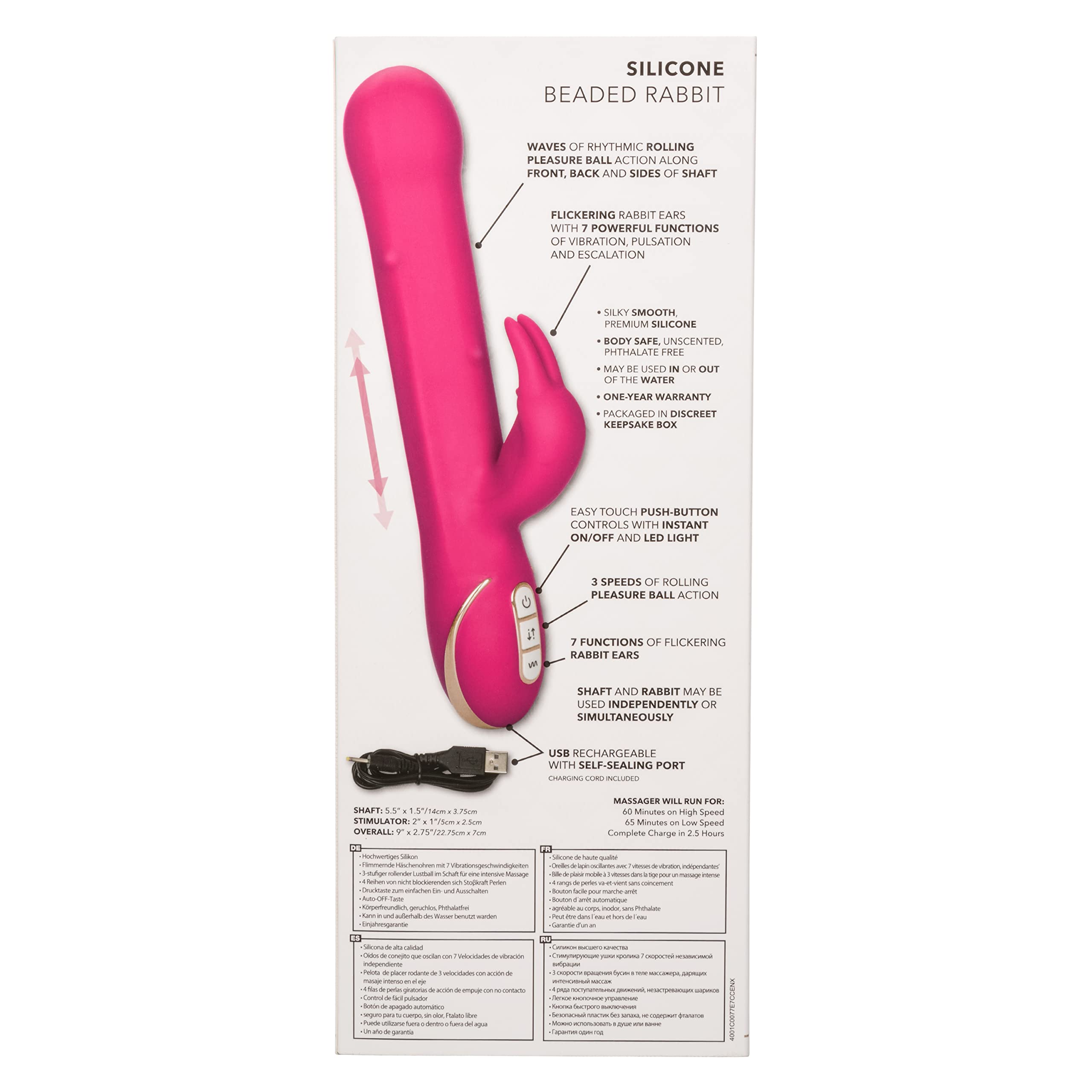 Calexotics Jack Rabbit Signature Collection Silicone Beaded Rabbit - Waterproof Vibrator Sex Toys For Couples - Luxury Adult G Spot Massager - Teal