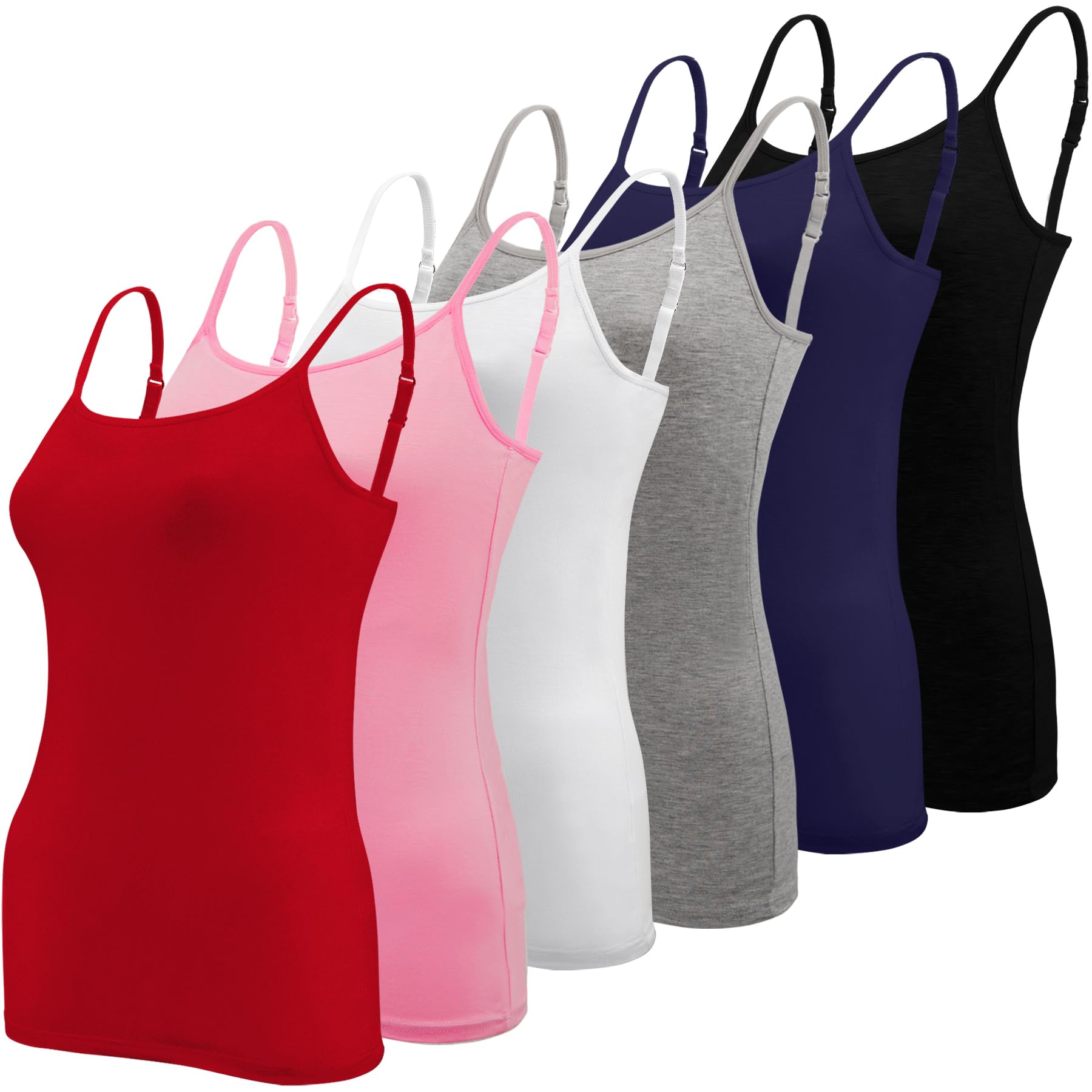 BQTQ 6 Pcs Womens Camisole Tank Top Spaghetti Strap Undershirts Camisoles, S
