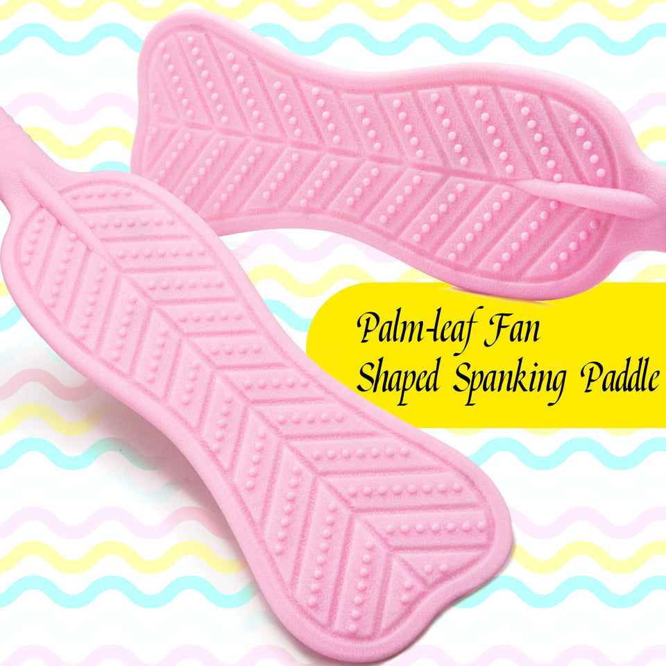 Spanking Paddle for Sex Play Textured Rubber Palm-Leaf Fan Shaped Slapper with Bumps Flexible Flirt Toy for SM Bondage Game Adul