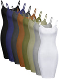 Geyoga 8 Pcs Full Slip for Women Under Dress Mini Adjustable Spaghetti Strap Cami Shapewear Undergarment(Large)