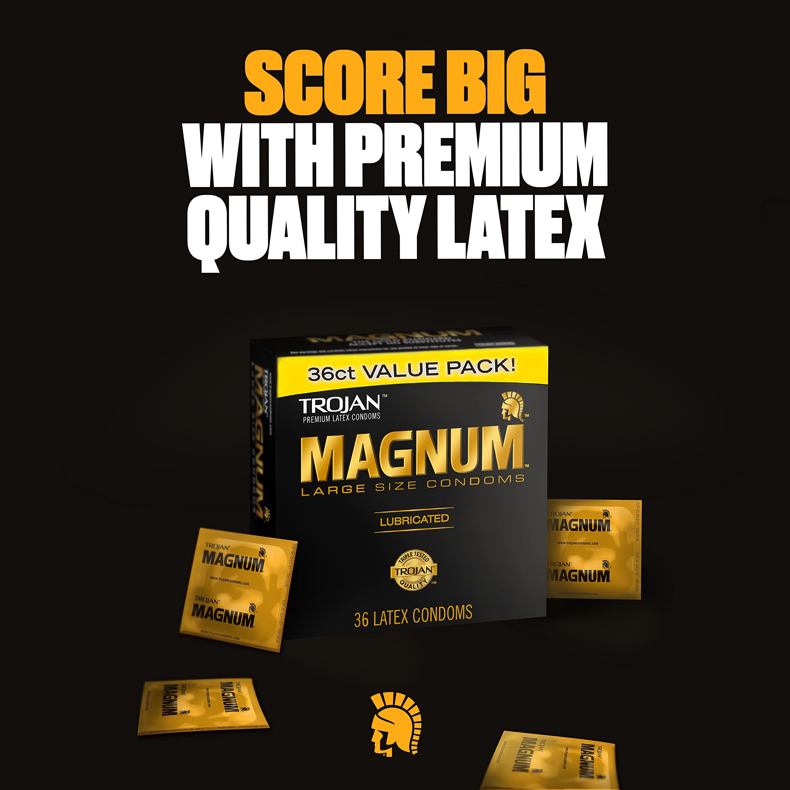 TROJAN Magnum BareSkin Premium Large Condoms, Comfortable and Smooth Lubricated Condoms for Men, Americas Number One Condom, 24