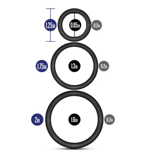 Performance - 3 Pack Male Enhancement Silicone Penis Cock Ring Erection Enhancing C-Rings Set - 3 Sizes