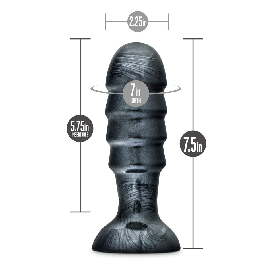 Blush Jet Bruiser  7 12 Inch Oversized Ridged Probe Medium Tapered Ribbed Lock On Harness Compatible Sex Toy For Partner Play