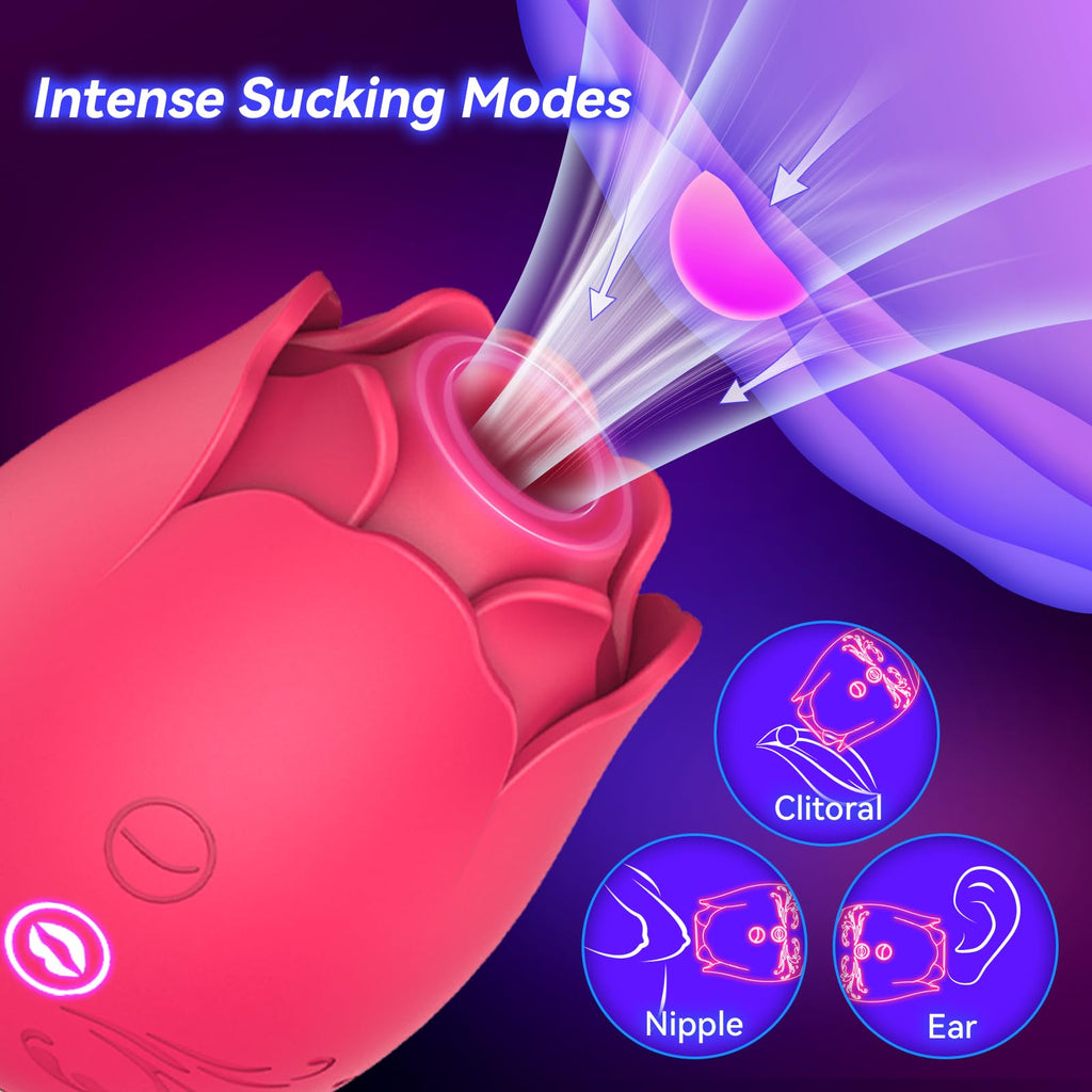 Rose Sex Toys Sucking Vibrator, G Spot Dildo Vibrator for Women with 10 Suctions 10 Flapping Modes, Rose Sex Stimulator Adult Se
