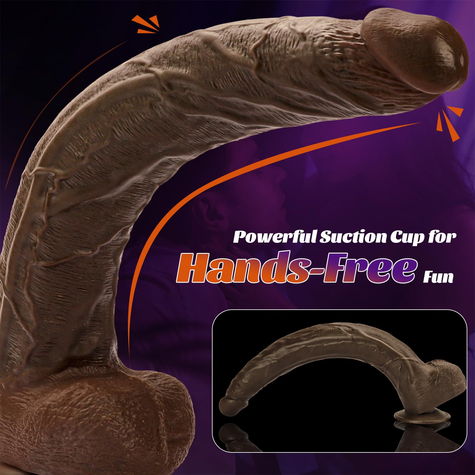 17.7 Inch XXL Black Realistic Monster Dildo, Extra Long Huge Anal Dildo with Suction Cup for Hands-Free Deep Play, Adult Sex Toy