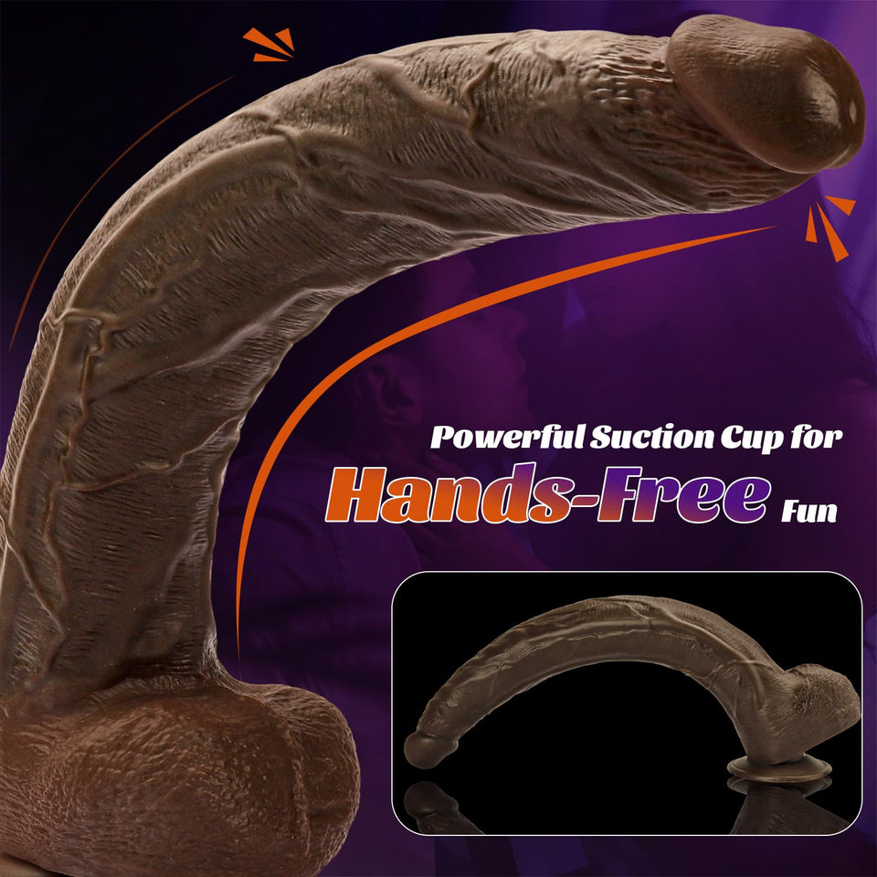17.7 Inch XXL Black Realistic Monster Dildo, Extra Long Huge Anal Dildo with Suction Cup for Hands-Free Deep Play, Adult Sex Toy