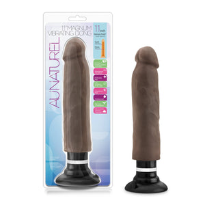 Blush Novelties Au Naturel 11'' Long Realistic Sensa Feel Dual Density Magnum Vibrating Dildo Mocha - Strong Multi Speed Suction