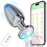 HODEVO Adult Anal Plug Sex Toy, Vibrating Anal Butt Plug, Light Up But Plug with App and Remote Controlled Vibrator, Stainless S