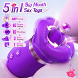 Sucking Vibrator Womens Sex Toys - Sovokn 5IN1 Mouth Vibrators Rose Sex Toy, 10 Tongue Licking, 3 Auto & 1 Manual Sucking Adult