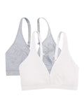 Fruit of the Loom Womens Wirefree Cotton Bralette, Heather Grey/White, 40DDD