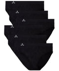 Balanced Tech Womens 6 Pack Seamless Hipster Brief Bikini Panties - Solid Black - Large