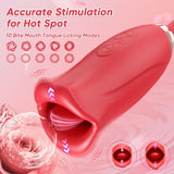 Vibrator Dildo Rose Sex Toy - 4 in 1 Tongue Toy for Women Clitoral Vibrator with 10 Tongue Licking & 10 Finger Vibrators Nipple