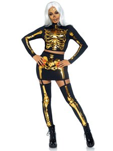 2 Pc Golden Skeleton, Includes - Large / Black/Gold