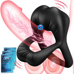 Vibrating Cock Ring with Sexy Lip Clitoris Stimulator, Stretchy Penis Ring Sex Toys for Men Erection Couples Kinky Pleasure Vibr