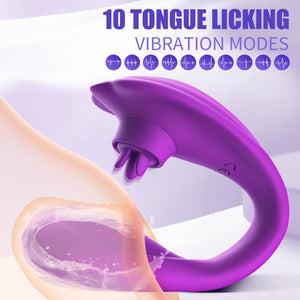 Remote Clitoral G-Spot Vibrator,Couples Vibrator with 10 Tongue Licking and 10 Vibration Modes Female Stimulator,Vibrating Sex T