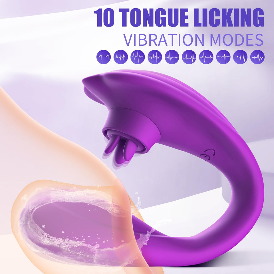 Remote Clitoral G-Spot Vibrator,Couples Vibrator with 10 Tongue Licking and 10 Vibration Modes Female Stimulator,Vibrating Sex T