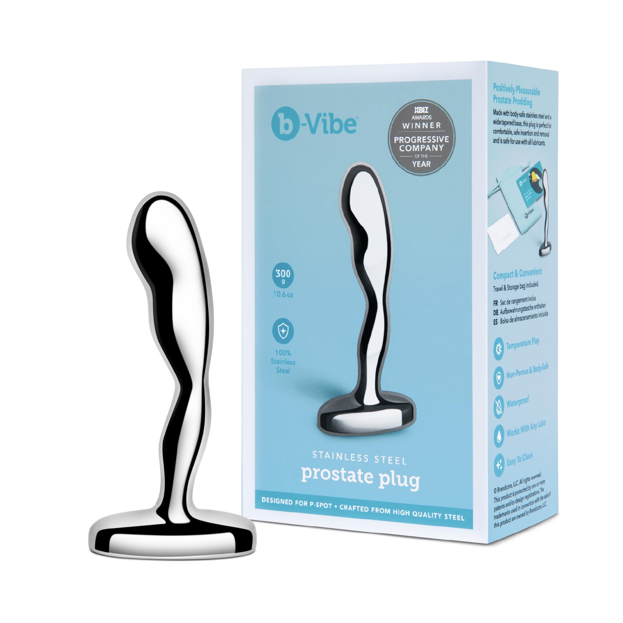 b-Vibe Stainless Steel Anal Beads Prostate Massager Anal Plug Toy, Sex Toys for Adults (Prostate Plug 300g)