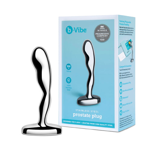 b-Vibe Stainless Steel Anal Beads Prostate Massager Anal Plug Toy, Sex Toys for Adults (Prostate Plug 300g)