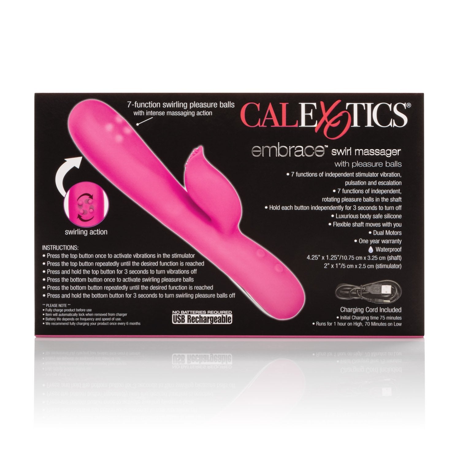 Calexotics Embrace Swirl Massager - Waterproof Vibrator Toys For Couples - Adult Sex Clitoral G Spot Massager - Pink