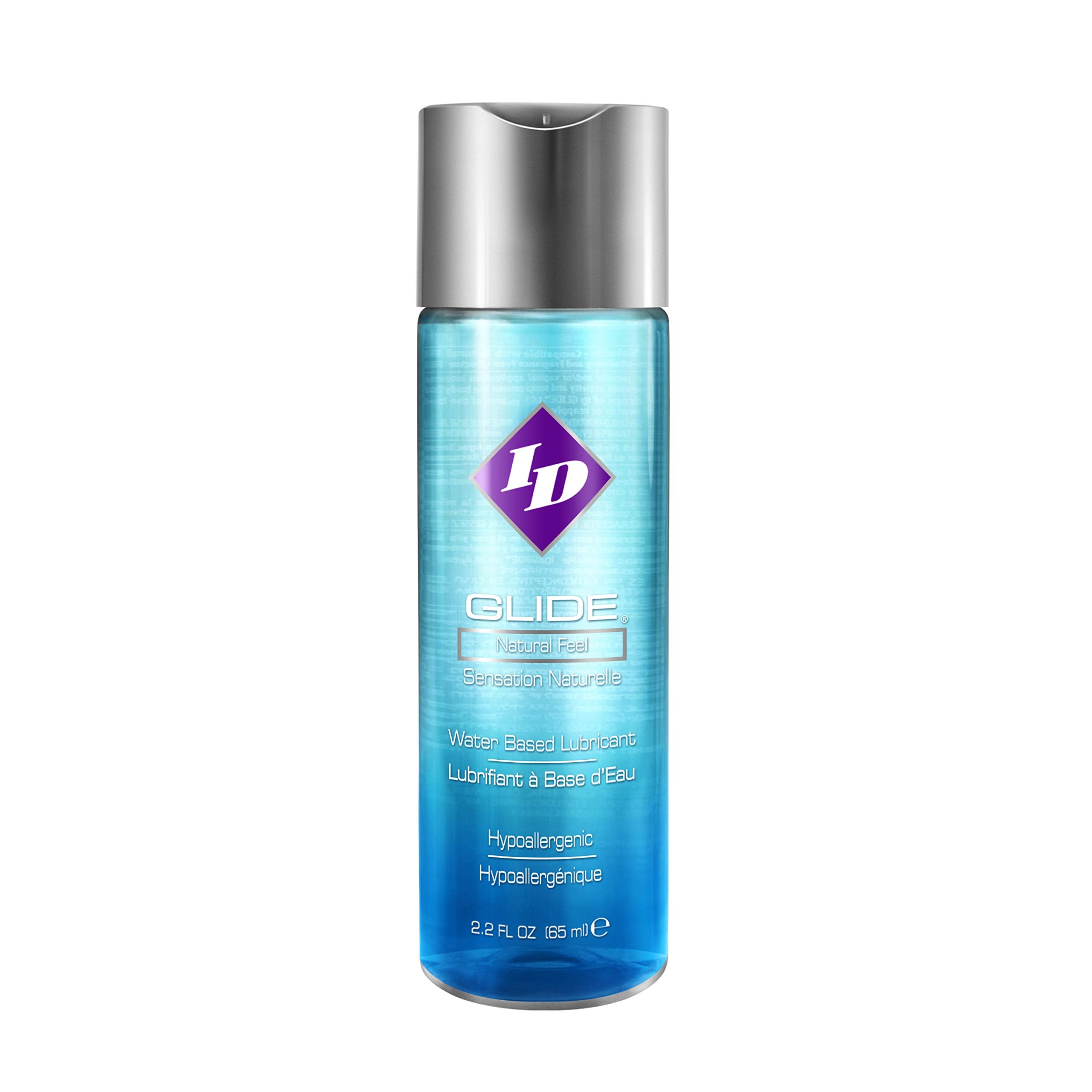 ID Glide 2.2 fl oz Water Based Personal Lubricant Hypoallergenic Lube for Men Women and Couples, Liquid Glide Natural Feel for P
