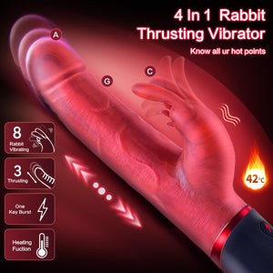 Rabbit Thrusting Vibrator Sex Toys for Women Couples - G Spot Vibrator Clitoral Stimulator Realistic Dildo - One Click Burst Sex