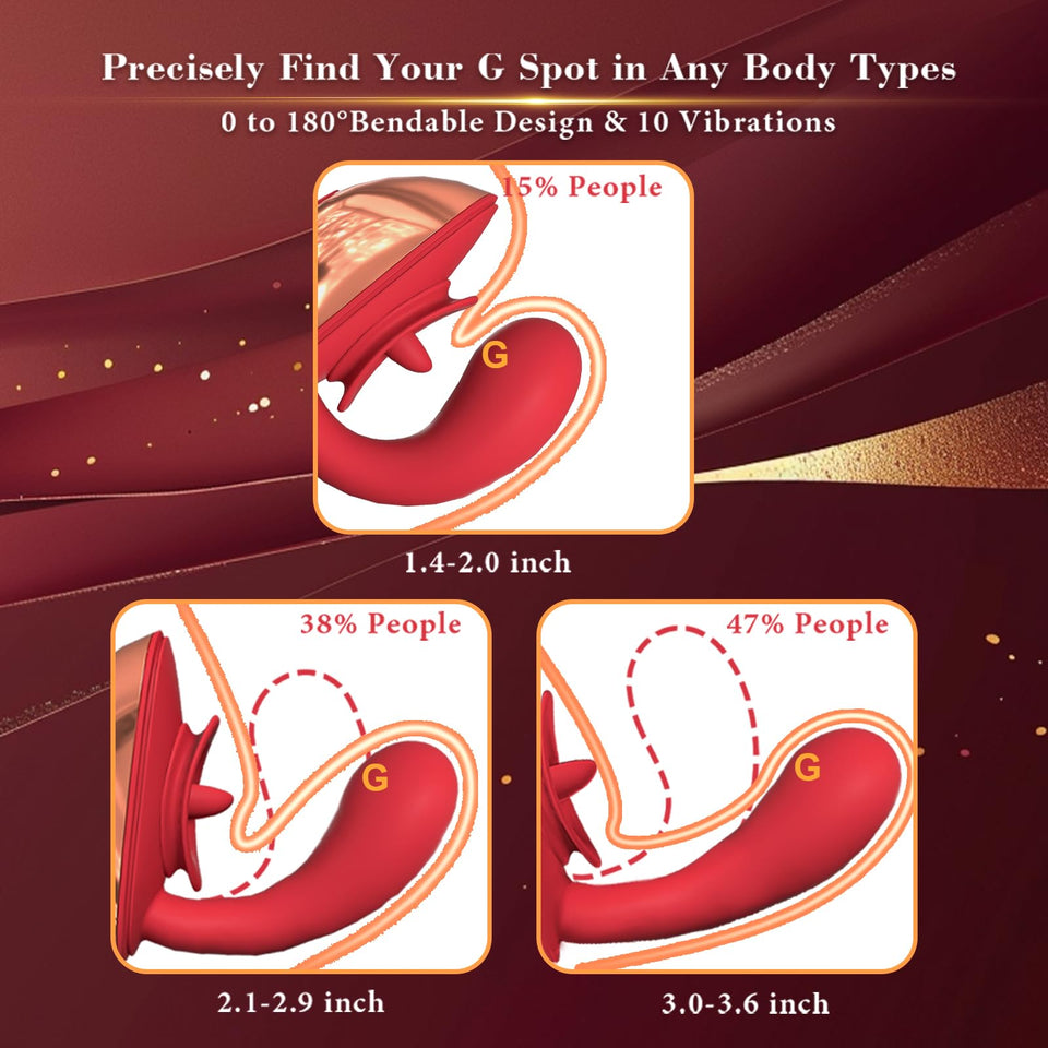 G Spot Vibrator with Tongue Licking Clitoral Stimulator, Women Adult Sex Toys, Flexible Female Clitoris Vibrators with 10 Lickin