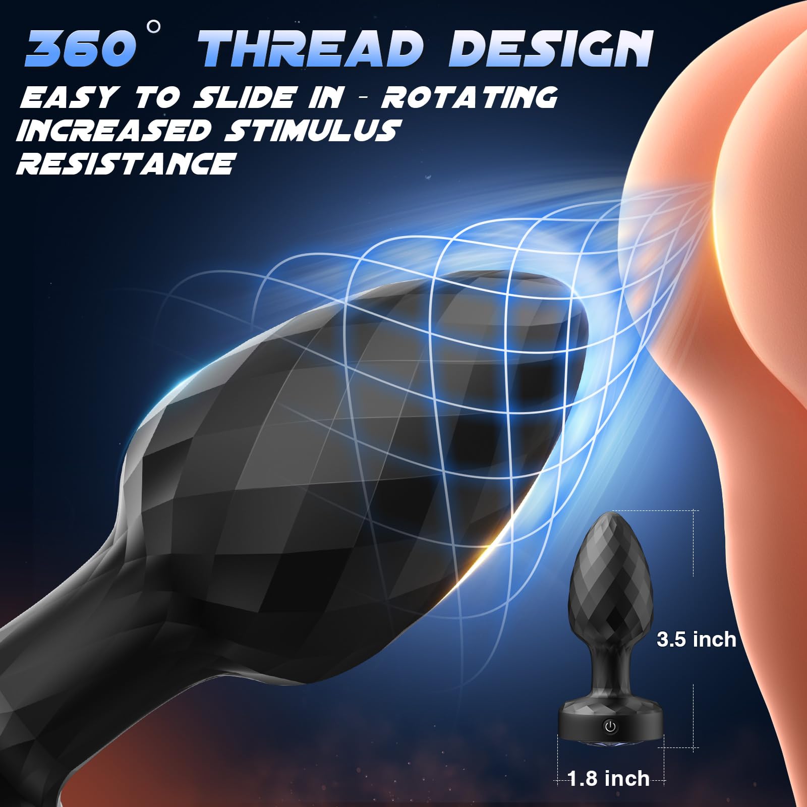 Couples Sex Toys Large Butt Plug - Thicken 360 Cycle Stimulate Vaginal Prostate Massager with 7 Vibrating Remote Control, Silico