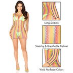 Leg Avenue Rainbow fishnet long sleeved m Multicolor Color