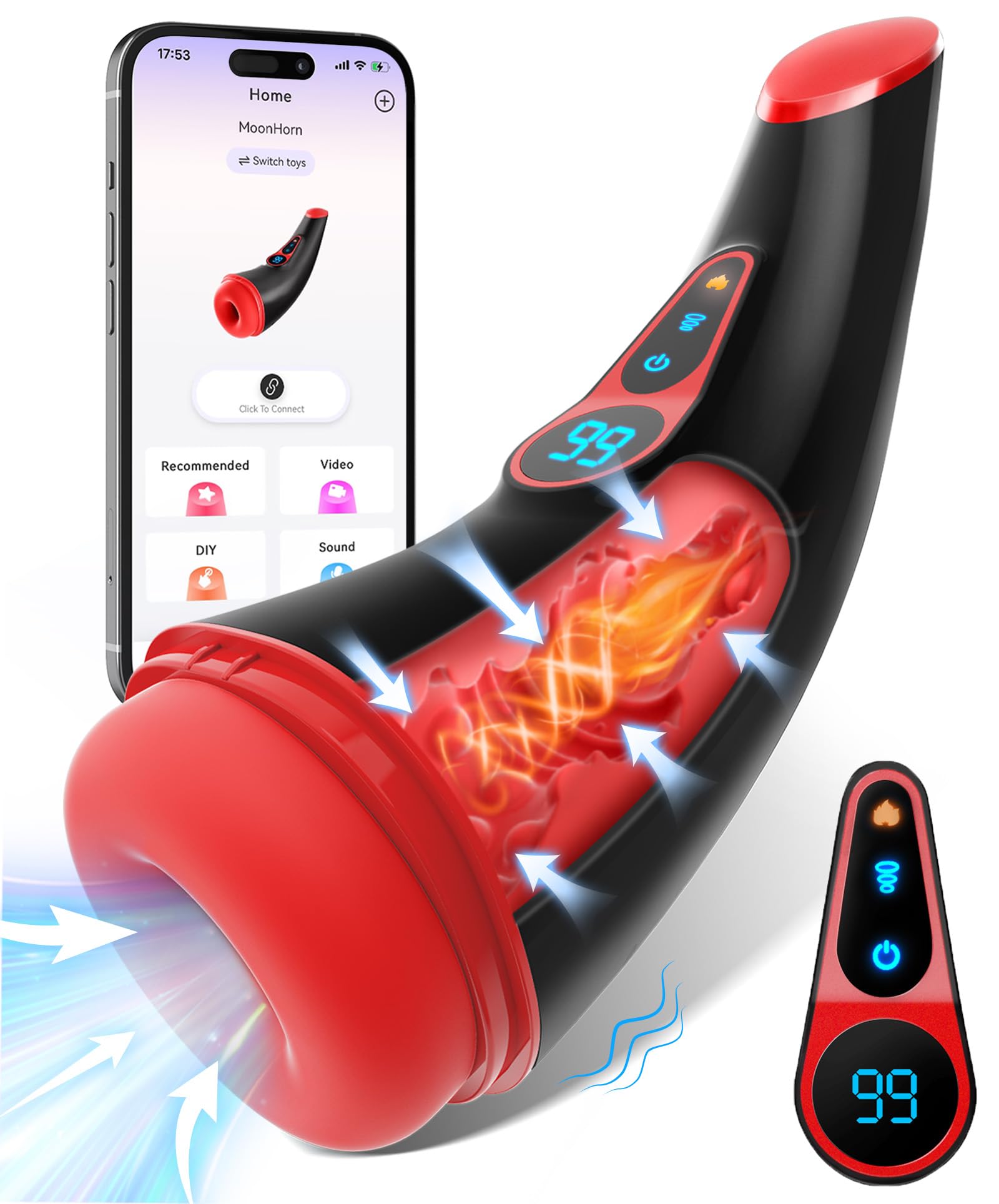 Sex Toys for Men Male Masturbator - APP Control Adult Toys Male Masturbators Penis Pump with 9 Sucking & 9 Vibrating, 3D Texture