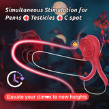 Vibrating Cock Ring with Rose Clitoral Stimulator, Pleasure Penis Ring Vibrator Couples Adult Sex Toys for Men Women, 7 Vibratio