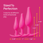 Hello Cake Tush Pops - Butt Plug Training Set - 3 Sizes for All Levels of Anal Play - Tapered Tip with Flared T-Base - Body-Safe
